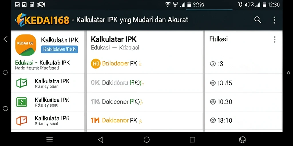 Antarmuka KEDAI168 untuk Kalkulator IPK yang user-friendly.
