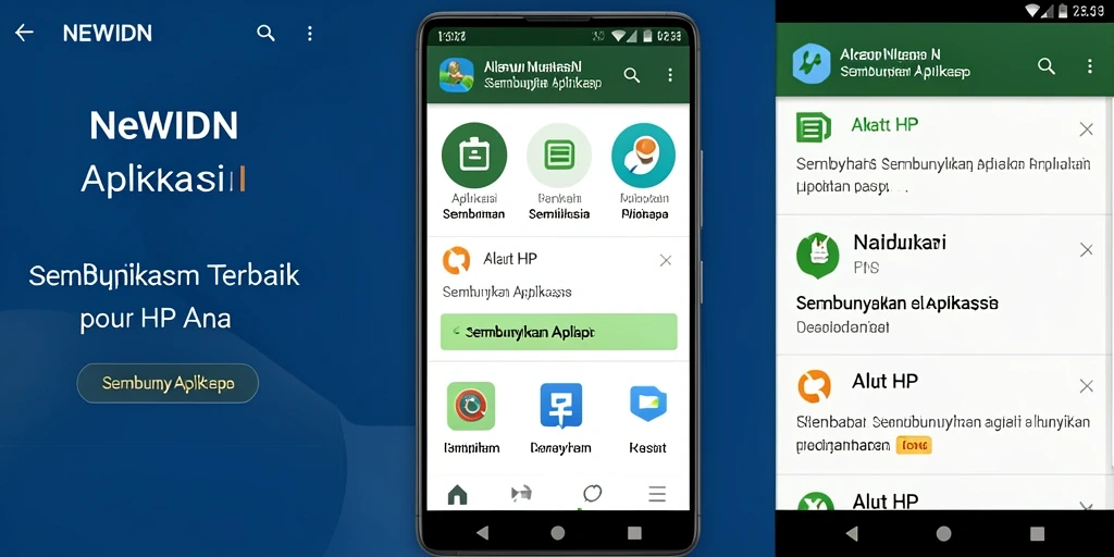 Tampilan antarmuka sederhana dari NEWIDN untuk menyembunyikan aplikasi.