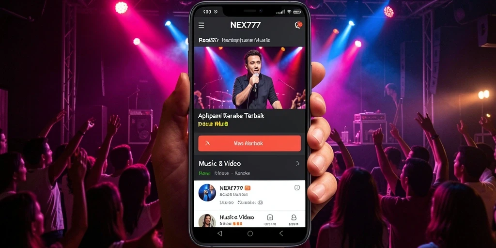 Antarmuka NEX777 dengan fitur karaoke yang menarik.