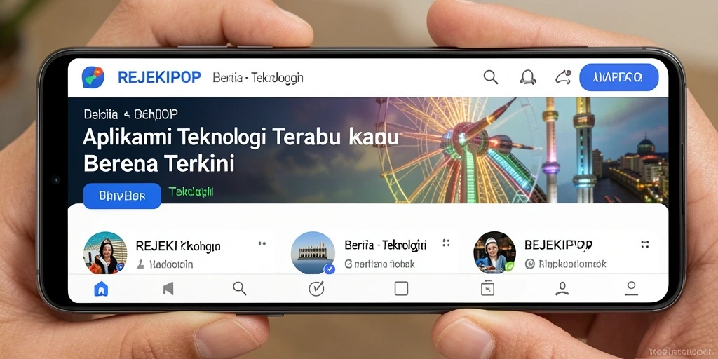 Antarmuka aplikasi REJEKIPOP menampilkan berita teknologi terkini.